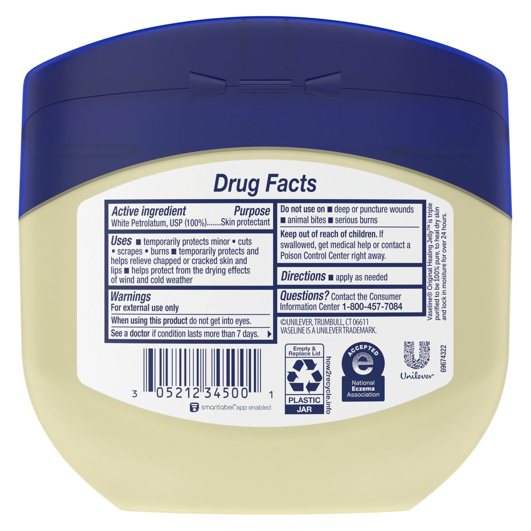 Vaseline Healing Jelly Original White Petroleum Jelly Protectant For Dry Cracked Skin and Eczema Relief Pure Petroleum Jelly 13 oz