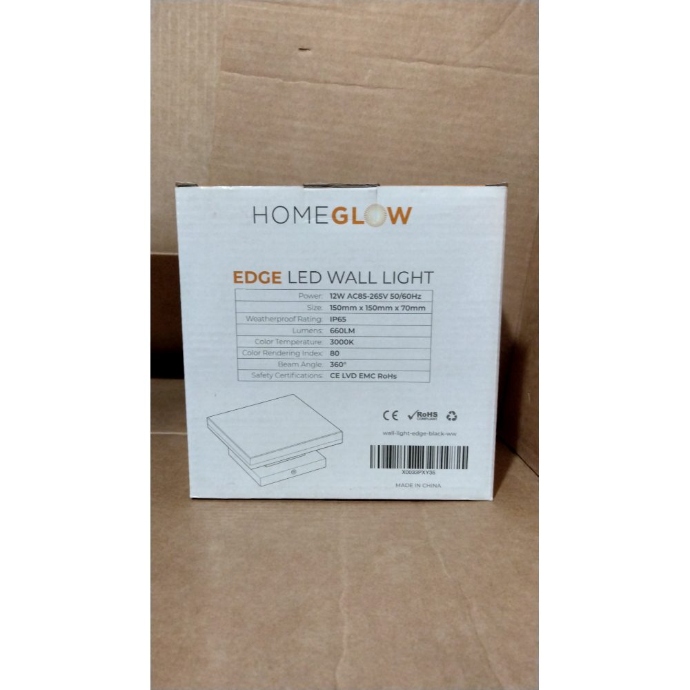 HOMEGLOW Edge LED Wall Light, Outdoor or Indoor Use. Black Modern Wall Sconce. Waterproof IP65. Warm White 3000k. AC 12W Hardwired. Durable Aluminum. Retail $52.00