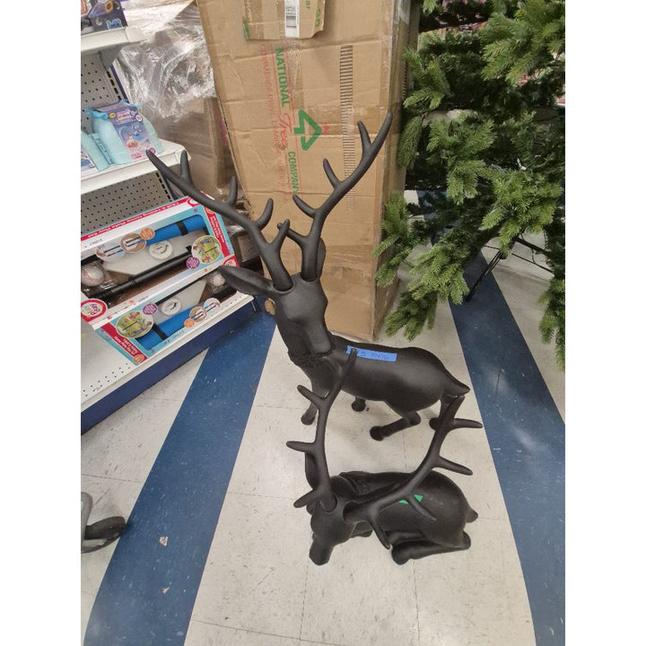 Unbranded Black Deer Statues Set - Outdoor Decor, Yard Art