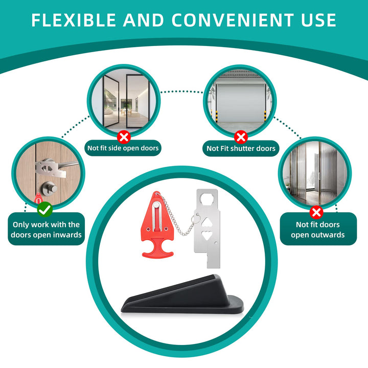 Lingbokai-Hotel Door Locks for Travelers,2 Pack,Dual Protection Security Door Kit, Prevent Unauthorized Entry in Home, Apartment and School,Travel Door Lock for Hotel Rooms