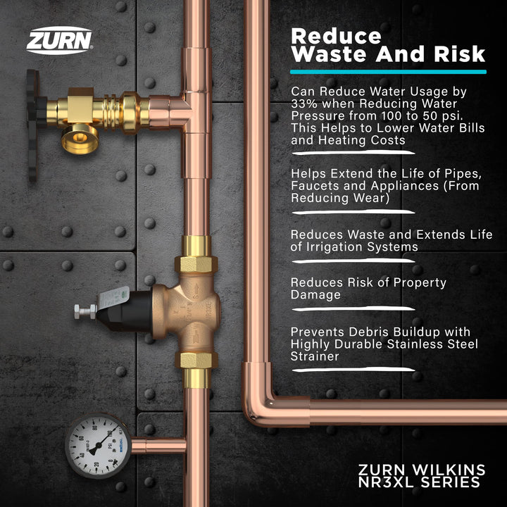 Zurn Wilkins 1-NR3XLDU 1" NR3XL Pressure Reducing Valve with Double Union FNPT Connection