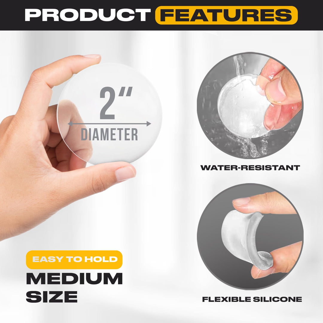 Door Stoppers for Wall 2" (16 Pack) - Self Adhesive & Discreet Door Knob Wall Protector - Quiet Door Bumper with Strong Back Adhesive - Rubber Door Stops - Shock Absorbent Door Handle Stopper