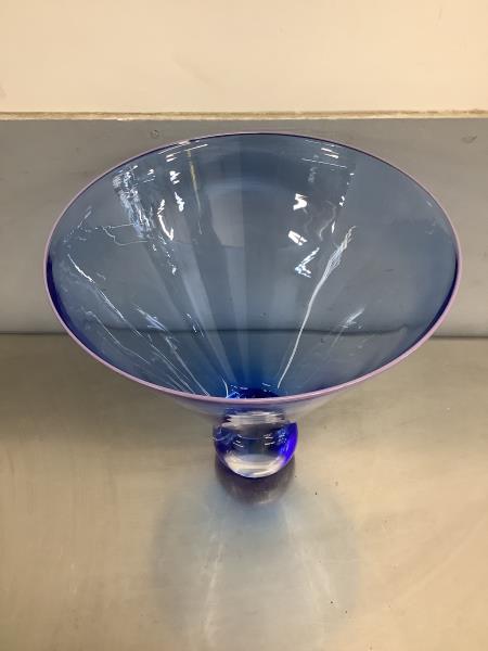 Art Glass Cone Vase with Sphere Base - Blue Retail $150.00