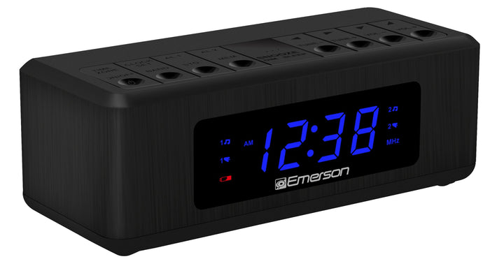 Emerson CK2023AM/FM Dual Alarm Clock Radio with 0.6" Blue LED Display, 4-Level dimmer, and Wake to Radio/Buzzer Alarm, Black