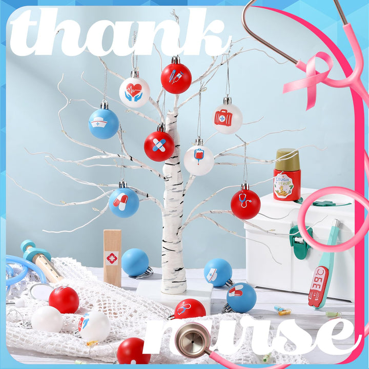 Sumind 32 Pcs 4th of July & Mardi Gras Hanging Ball Ornaments, Plastic, Patriotic & Festive Mardi Gras, Green, Purple, Gold, Nurse Style, Home & Holiday Decoration