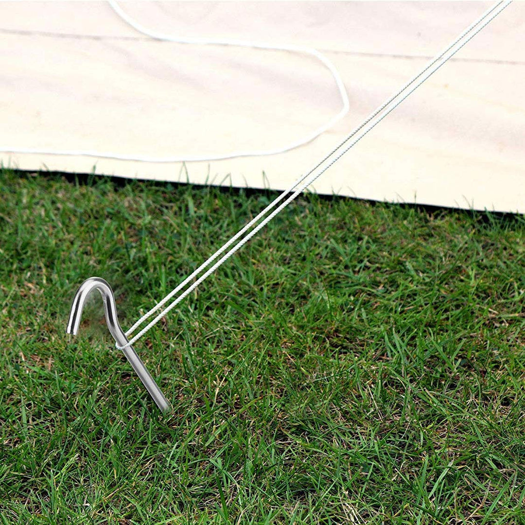 OK5STAR Tent Stakes 9 Inch, Tent Stakes Metal, Heavy Duty Tarp Camping Stakes, Metal Stakes for Inflatables Outdoor Decorations, 8 Pack