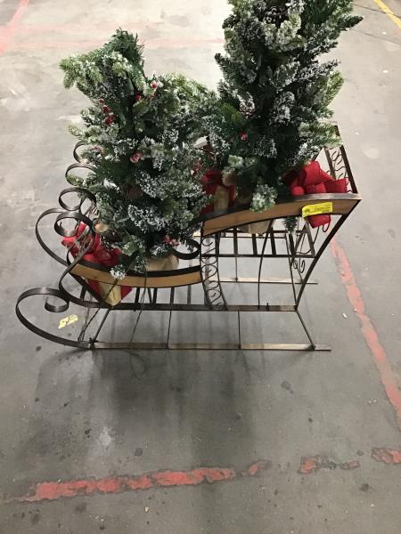 Christmas Sleigh Decoration, Metal Frame, Holiday Display Retail $75.00