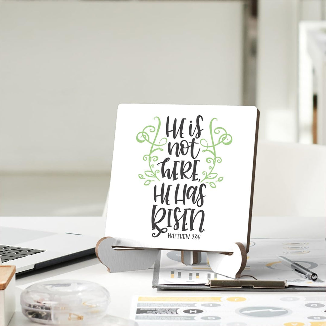 Bible Verse Table Desk Decor Inspirational Rustic Christian Wood Sign Plaque with Wooden Stand, Motivational Religious Positive Vintage Decor for Tabletop Desktop Shelf Shelves Countertop Classroom