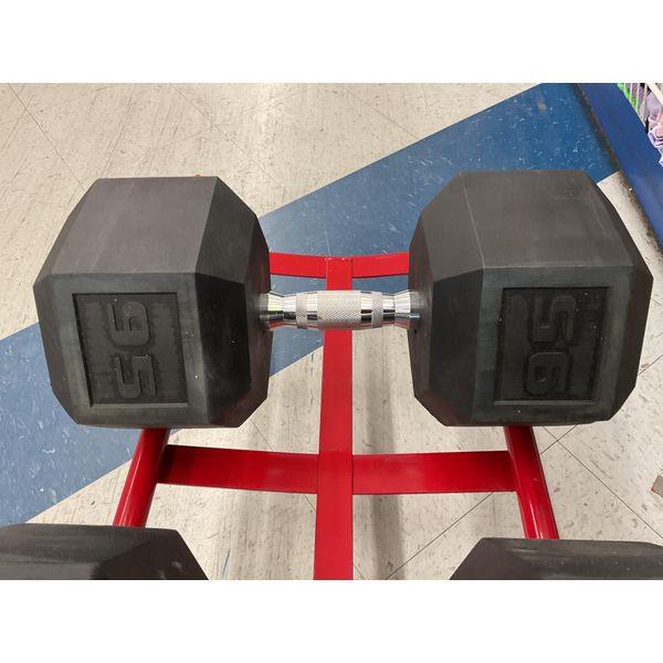 Generic Dumbbell - 95lb, Hex, Rubber Coated, Knurled Handle Retail $95.00