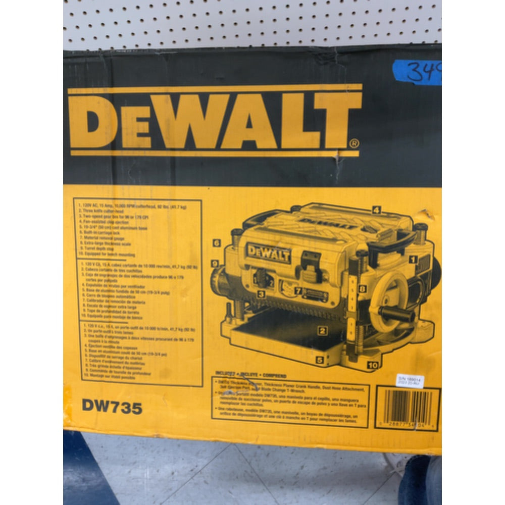 DEWALT Planer, Thickness Planer, 13-Inch, 3 Knife for Larger Cuts, Two Speed 20,000 RPM Motor, Corded (DW735)