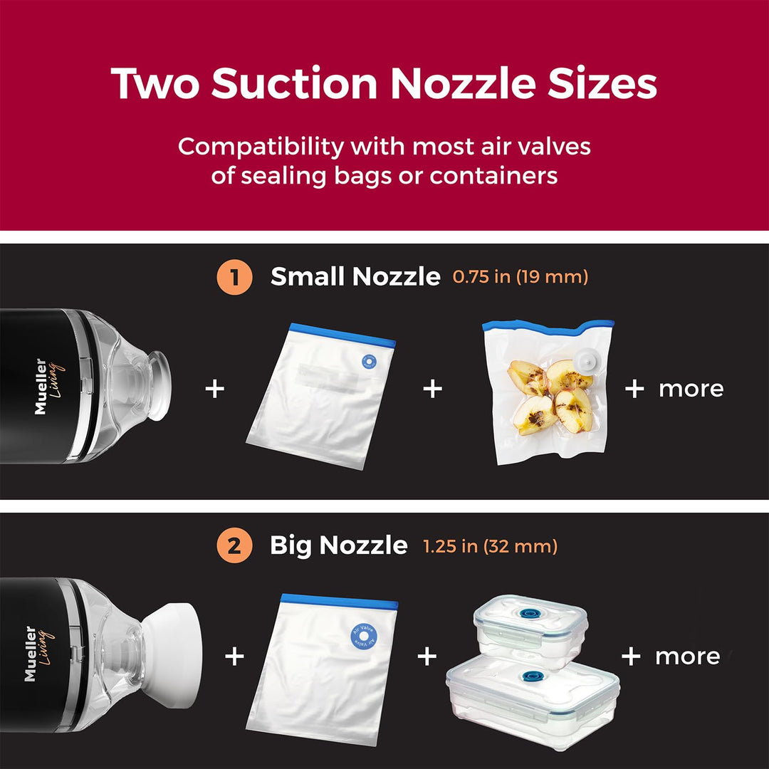 MuellerLiving Cordless Portable Food Vacuum Sealer Seals up to 60 bags, Automatic Shut Off and includes 4 Starter Bags