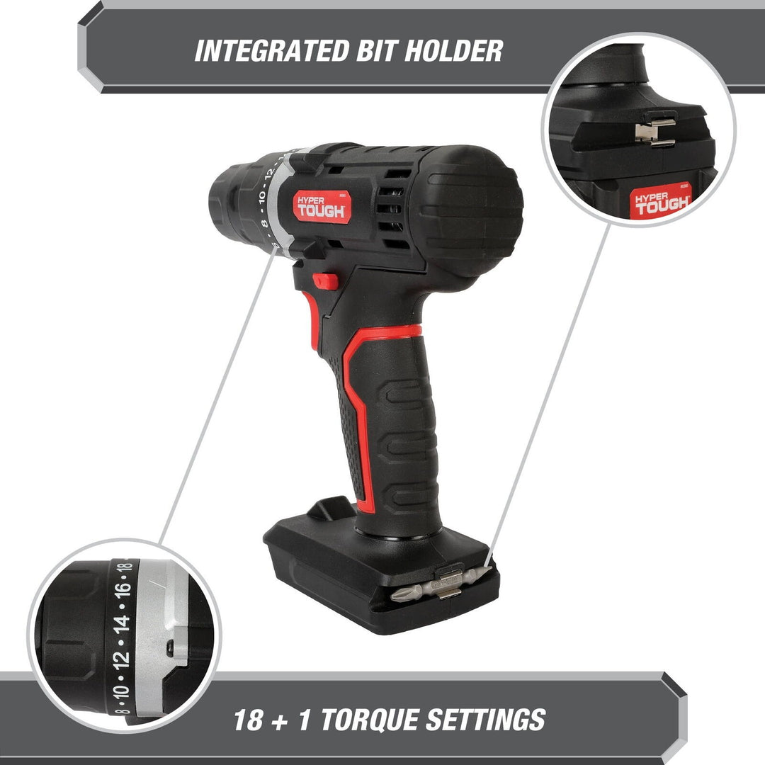 Hyper Tough 20V Max 1.5AH 70-Piece Project Kit with Cordless Drill  Battery & Charger