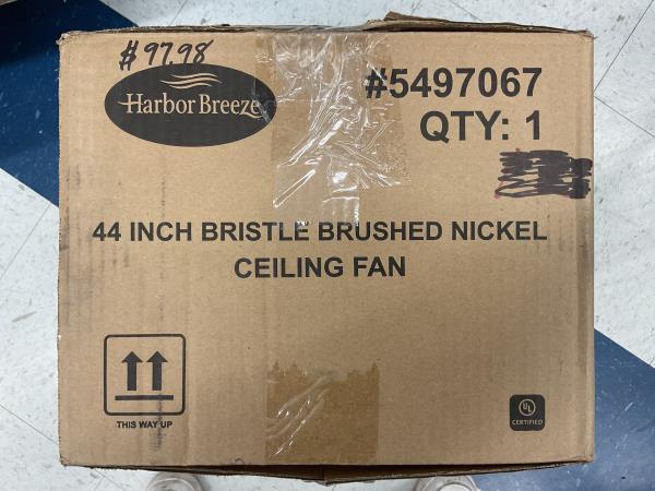 Harbor Breeze Bristle 44 inch brushed nickel Retail $139.98