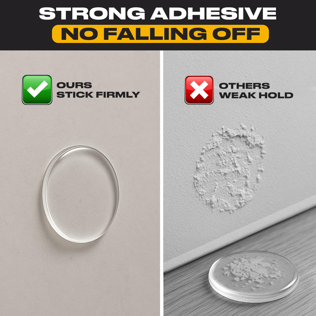 Door Stoppers for Wall 2" (16 Pack) - Self Adhesive & Discreet Door Knob Wall Protector - Quiet Door Bumper with Strong Back Adhesive - Rubber Door Stops - Shock Absorbent Door Handle Stopper