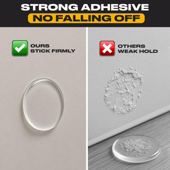 Door Stoppers for Wall 2" (16 Pack) - Self Adhesive & Discreet Door Knob Wall Protector - Quiet Door Bumper with Strong Back Adhesive - Rubber Door Stops - Shock Absorbent Door Handle Stopper