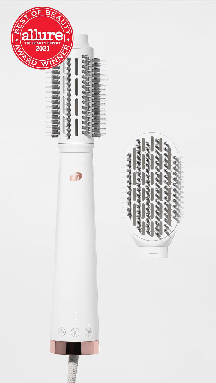 T3 AireBrush Duo Interchangeable Hot Air Blow Dry Brush with Two Attachments Includes 15 Heat and Speed Combinations, T3 IonFlow Technology, Volume Booster Switch, Lock-in Cool Shot