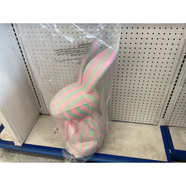 Easter Bunny Decoration - Pink and Green Striped - Plush Retail $25.00