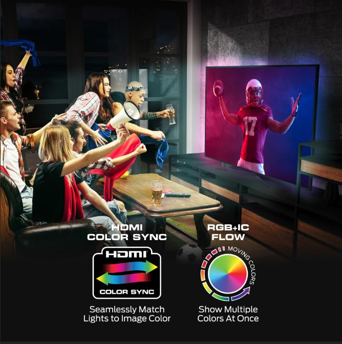 Monster TV Backlight LED Light Strip with HDMI Color Sync Box for TVs up to 85â€ inch, Smart Wi-Fi RGB+IC Color Flow, Works with Razer Chroma, Alexa, Google, Siri, Music Mode, Custom Scenes, Schedules