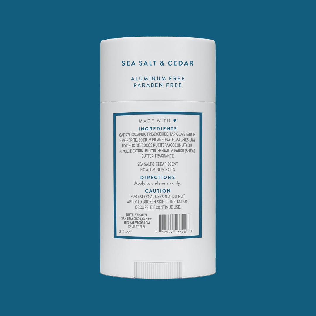 Native Deodorant | Natural Deodorant for Men, Aluminum Free with Baking Soda, Probiotics, Coconut Oil and Shea Butter | Sea Salt & Cedar
