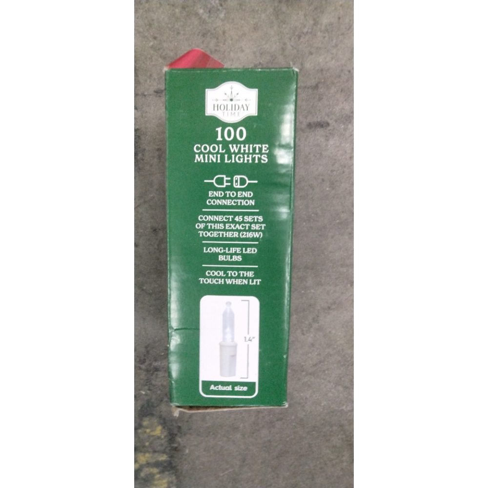 Holiday Time 100 Cool White Mini Lights - LED, Indoor/Outdoor, White Wire Retail $10.00