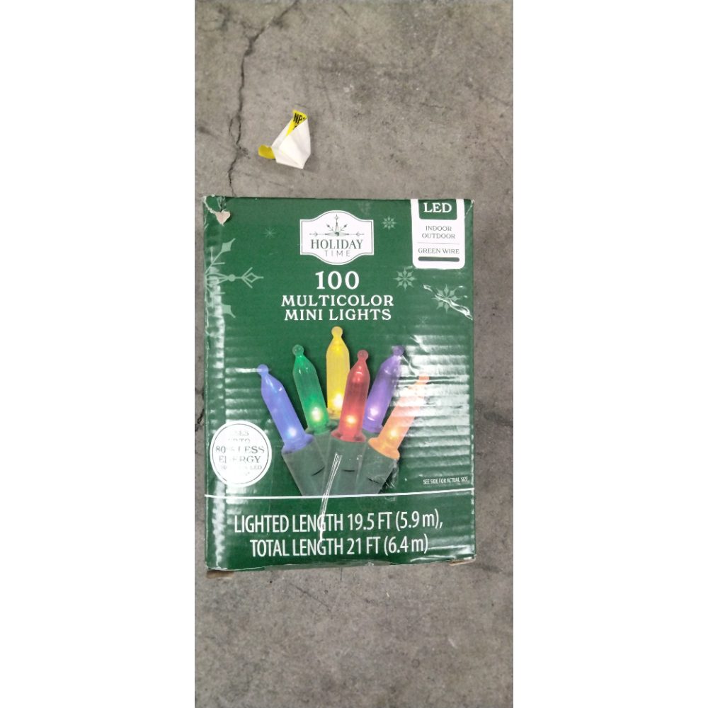 Holiday Time 100 Multicolor Mini Lights, LED, Indoor/Outdoor, Green Wire Retail $15.00