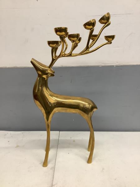 Pottery Barn Brass Reindeer Cabra Candelabra Retail $129.00