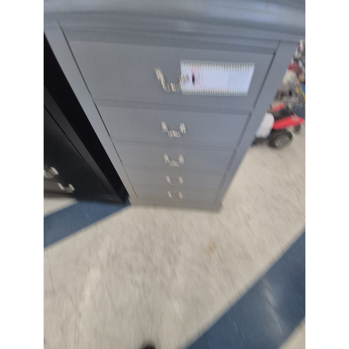 Filing Cabinet - 5 Drawers, Metal Construction, Gray