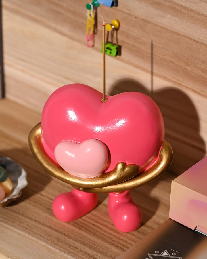 WDS WONDROUS Mother and Baby Hugging Figurine Gift for Mom from Daughter Resin Heart Statue Incense Holder for Mother's Day Decorative Incense Holder for Stickers Tabletop Shelf Decor