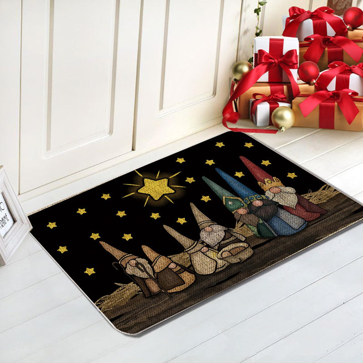 Christmas Door Mat Outdoor Rug Gnomes Black Doormat Entrance Rug Winter Door Mat Outdoor Farmhouse Decor Home Kitchen Floor Front Door Mats 17 x 27 Inch