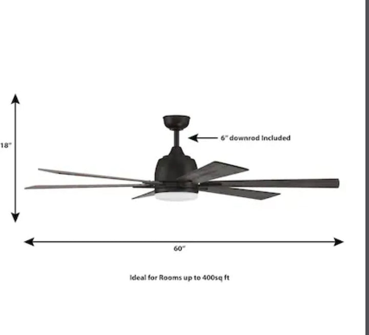 New Harbor Breeze Bradbury 60" 6 Blade Bronze Ceiling Fan with Light and Remote