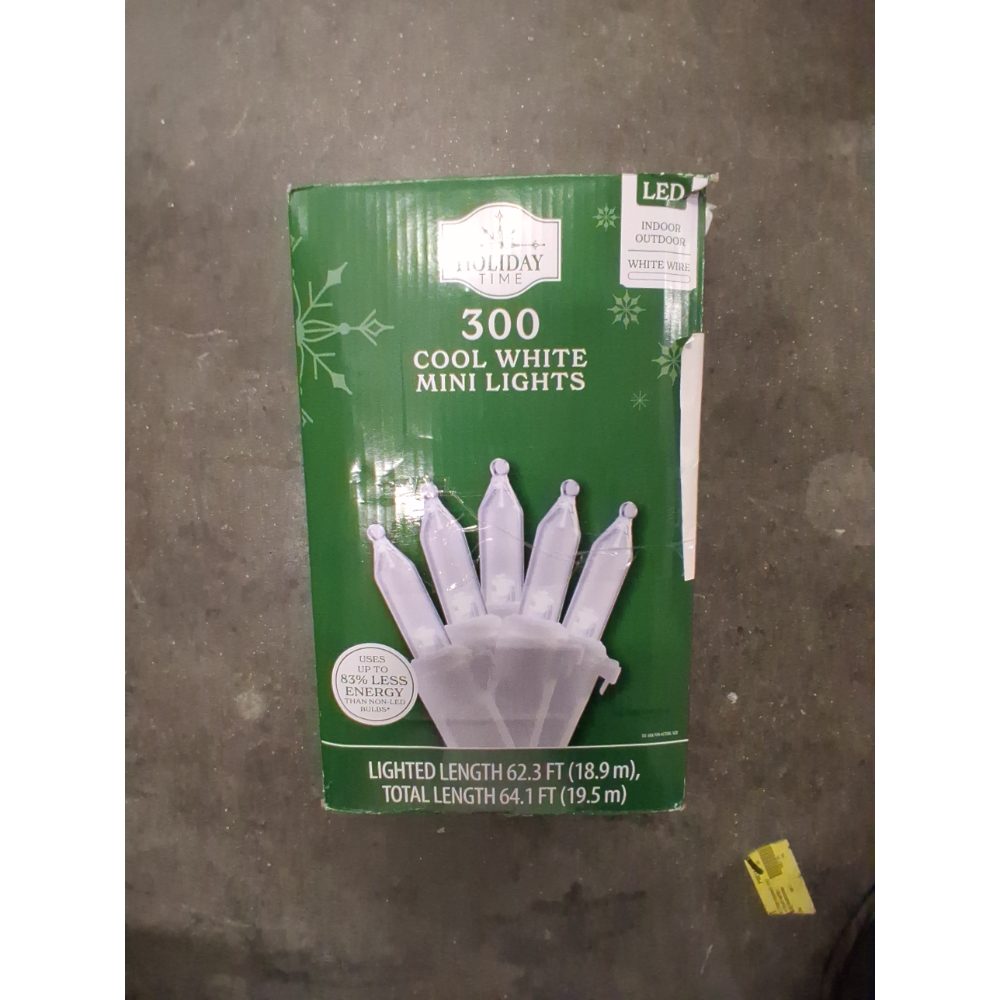 Holiday Time 300 Cool White Mini Lights - LED, Indoor/Outdoor, White Wire Retail $20.00