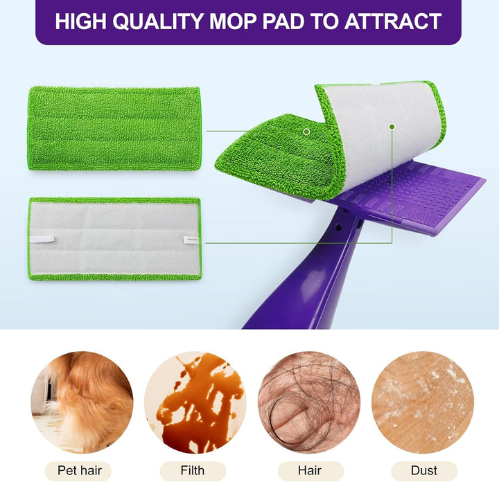 Star Maktion 3 Pack Mop Pads Compatible with Swiffer Wet Jet Mops, Washable Microfiber Mop Pads for Wet & Dry Use Mop Pad Refills, Durable and Fitting for Home/Office Cleaning (Green) Retail $13.00