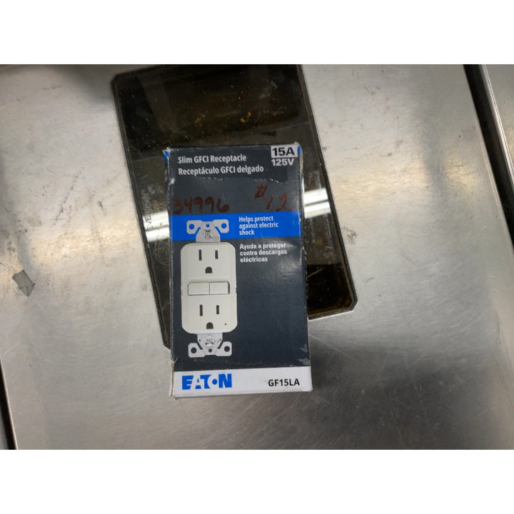 Eaton GF15LA Slim GFCI Receptacle - 15A 125V, Light Almond