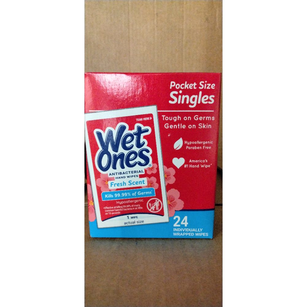 Wet Ones Antibacterial Hand and Face Wipes Singles, 24 Count Retail $5.00