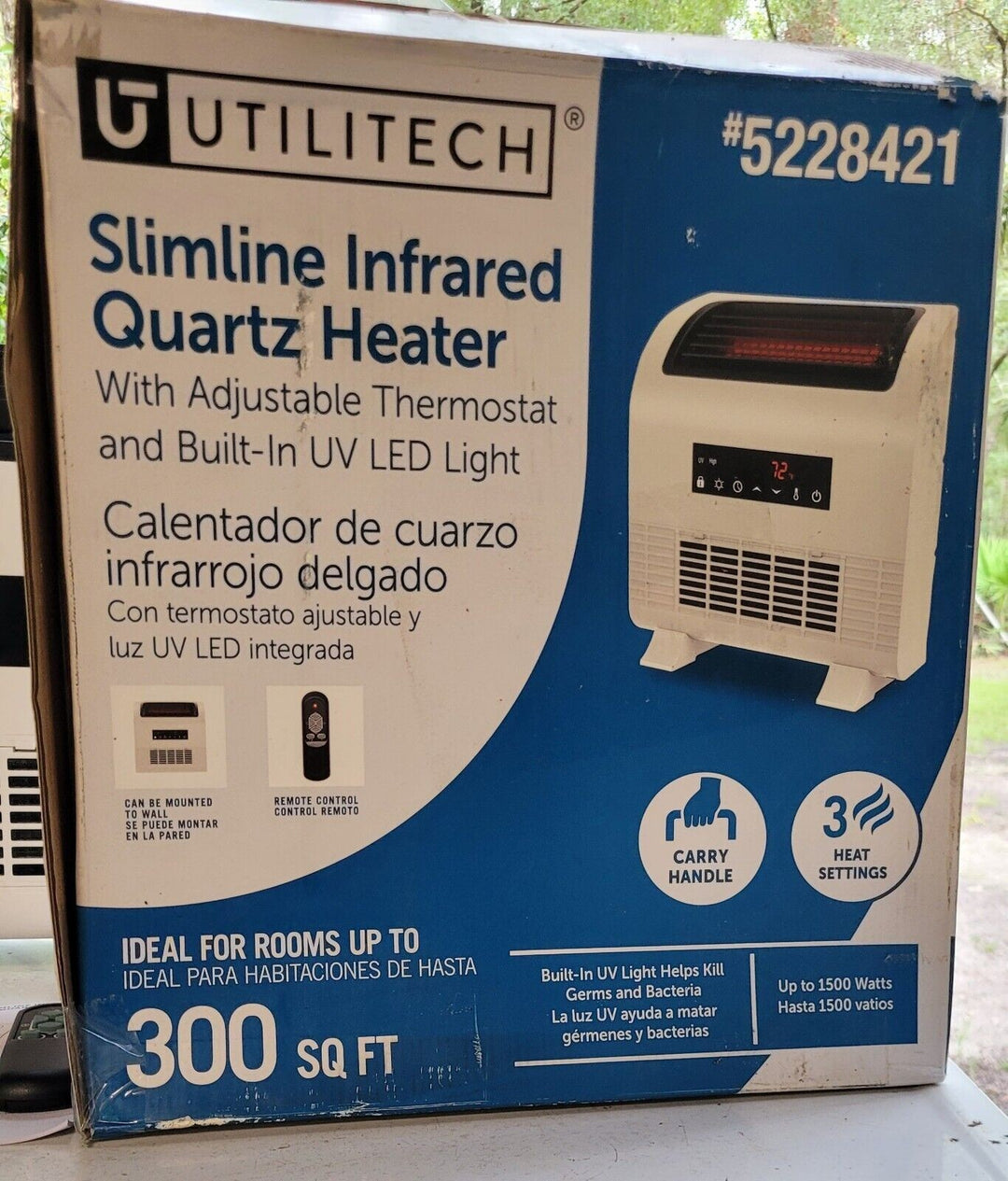 Utilitech Infrared Quartz Heater New Open Box #496-9025 Remote Manual Included
