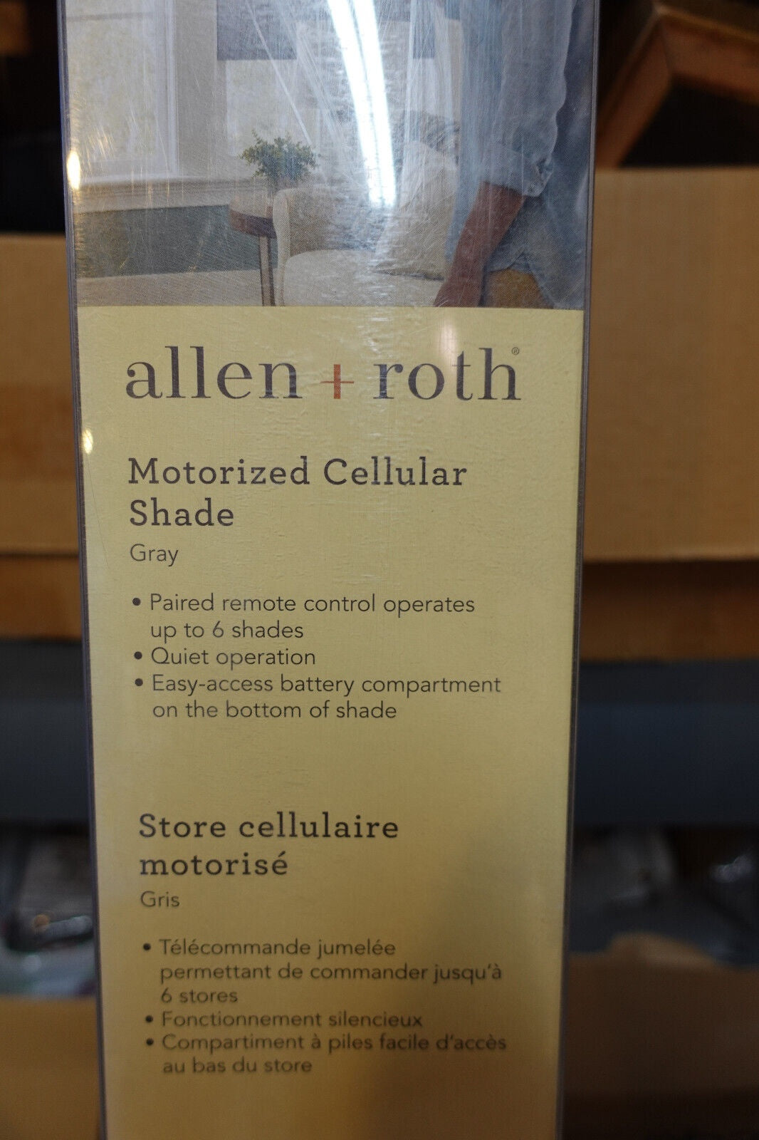 Allen + Roth 35-in X 72-in Motorized Cellular Shade, Gray