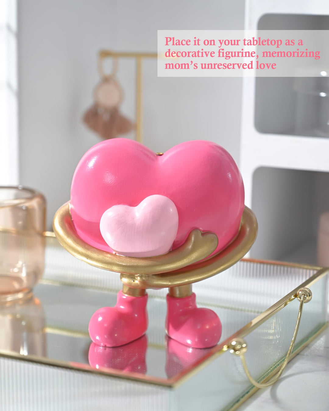 WDS WONDROUS Mother and Baby Hugging Figurine Gift for Mom from Daughter Resin Heart Statue Incense Holder for Mother's Day Decorative Incense Holder for Stickers Tabletop Shelf Decor