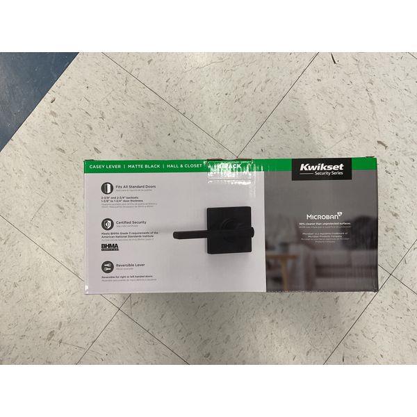 Kwikset Casey Lever - Matte Black, Hall & Closet, Microban Protection