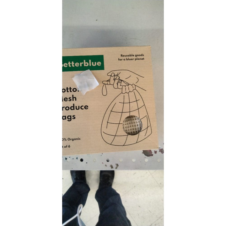 Betterblue 100% Organic Cotton Produce Bags, Reusable & Eco Friendly, Set of 6