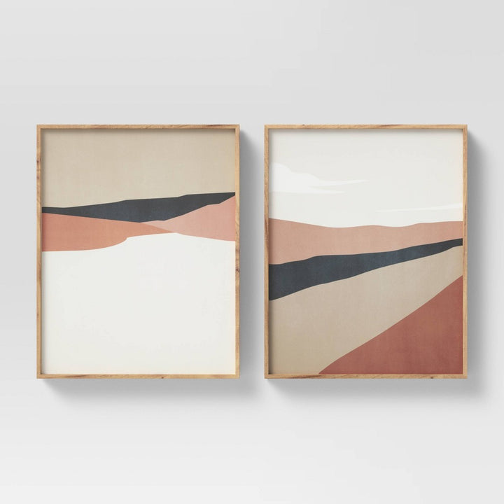 (Set of 2) 16" X 20" Geo Ritual Cape & Road Floating Framed Canvas - Project 62â„¢