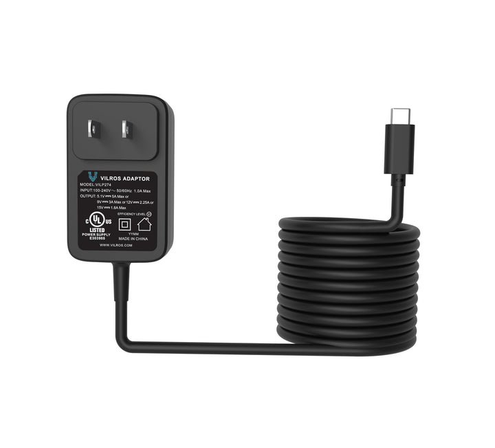 Vilros 27W -5V/5A USB-C Power Supply Compatible with Raspberry Pi 5 & Apple Devices with USB-C Charging Port (Black)