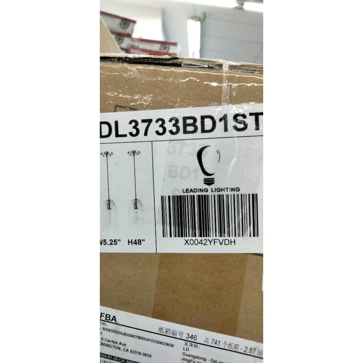 2 Pack 1 Light Indoor Hanging Kitchen Island Pendant Lights 5.3" Clear Green Glass Pendant Light Fixture,Brushed Nickel Finish Modern Farmhouse Dinning Over Sink