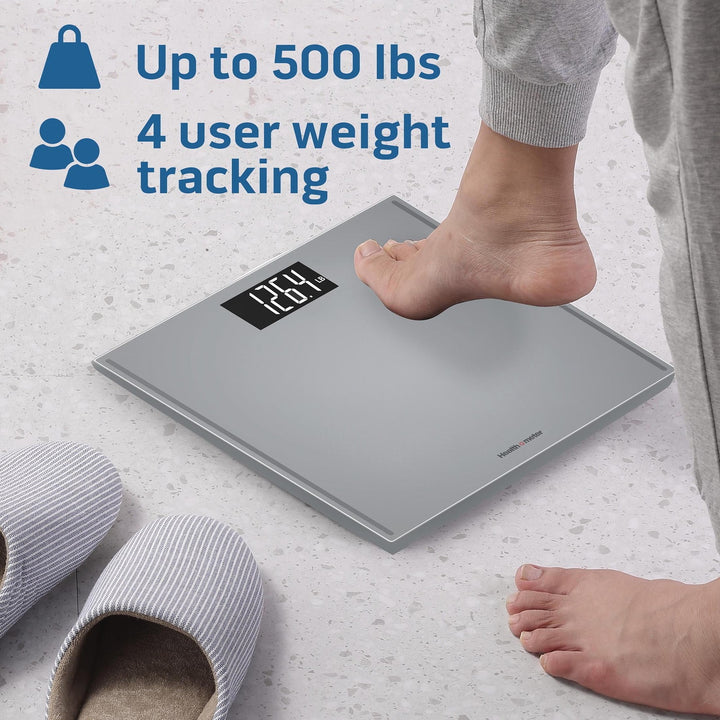 Platform Digital Bathroom Scale with Advanced Technology, 500 Lb Capacity, Grey
