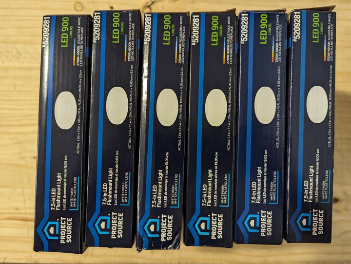 Project Source 1-Light 7.5-in Matte White Integrated LED Flush Mount Light