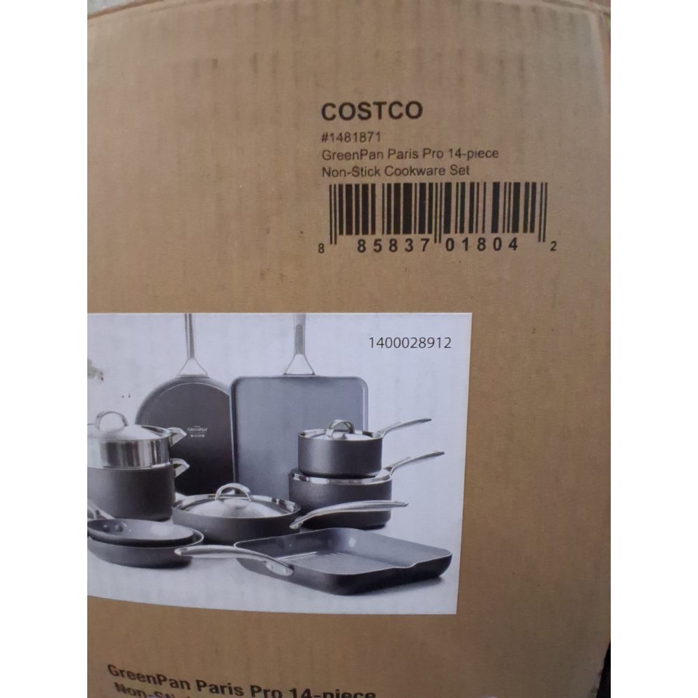 GreenPan Paris Pro Hard Anodized Healthy Ceramic Nonstick, 14 Piece Cookware Pots and Pans Set with Stainless Steel Lids, PFAS-Free, Dishwasher Safe, Grey Retail $359.00