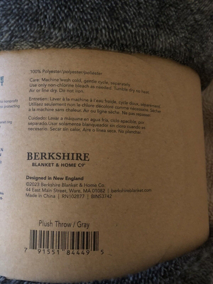 Berkshire Blanket & Home Co EcoThread TM Plush Throw Blanket  Gray  Oversized Throw