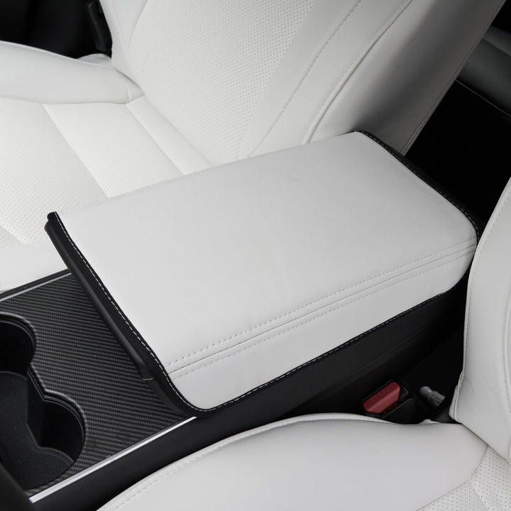 Wonarby Tesla Model 3/Y Armrest Accessories - Center Console Cover for Tesla - Car Armrest Box Cover Decoration Interior for Model 3 2017-2023 2024 2025 or Model Y 2020-2023 2024 2025 - White