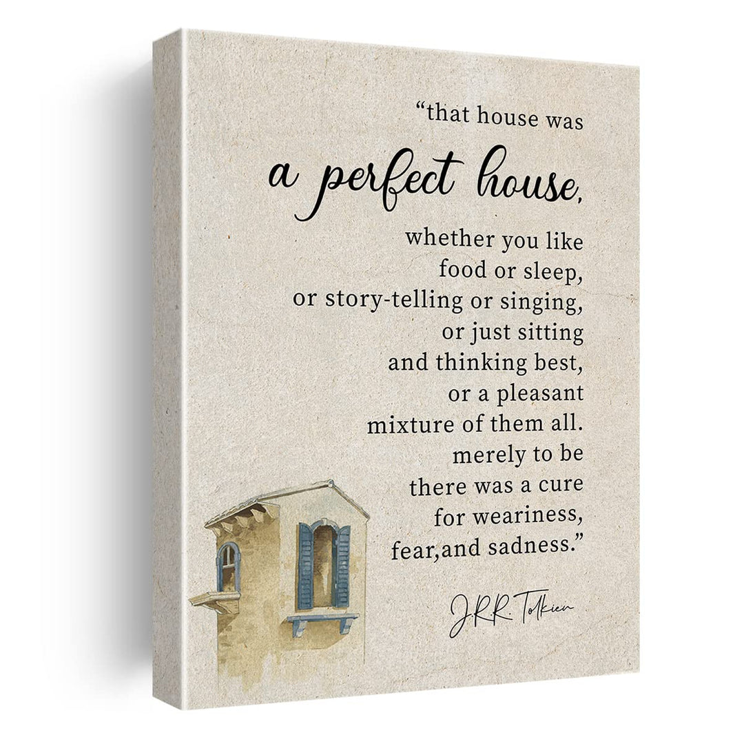 Inspirational Quote Canvas Wall Art Decor That was a Perfect House Poster Painting Framed Vintage Literature Print Signs Picture for Home Room Decor 12 X 15 inch