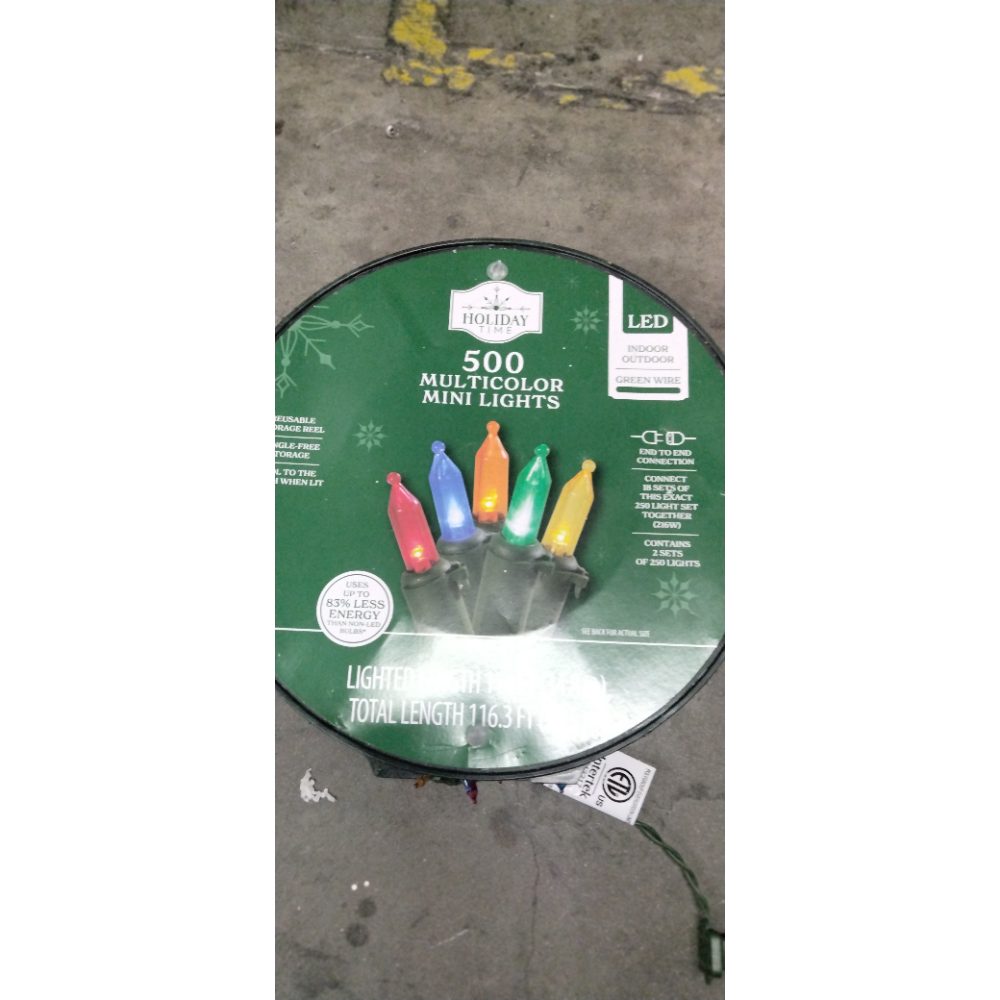 Holiday Time 500 Multicolor Mini Lights, LED, Indoor/Outdoor, Green Wire Retail $30.00