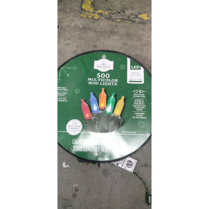 Holiday Time 500 Multicolor Mini Lights, LED, Indoor/Outdoor, Green Wire Retail $30.00